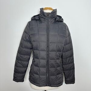 Michael Kors Gray Jacket Women's Sz S Packable Down Fill Puffer Full Zip Hooded